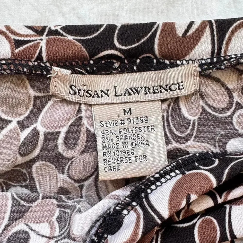Vintage y2k floral abstract midi skirt brown black size medium mod whimsigoth‎
